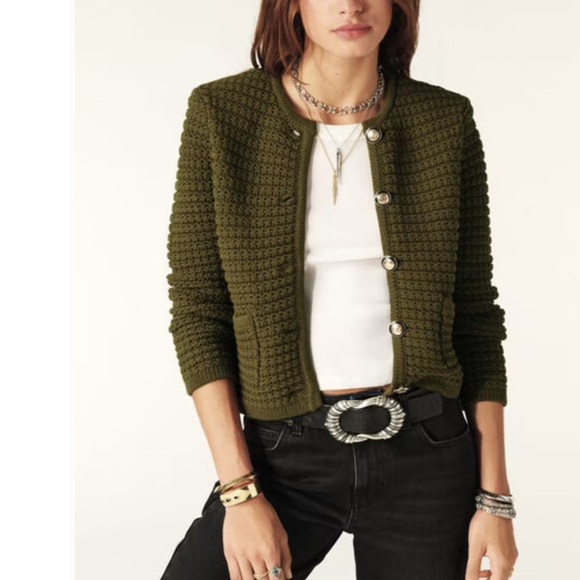 ba&sh Sweaters - ba&sh Gaspard Olive Green Cardigan